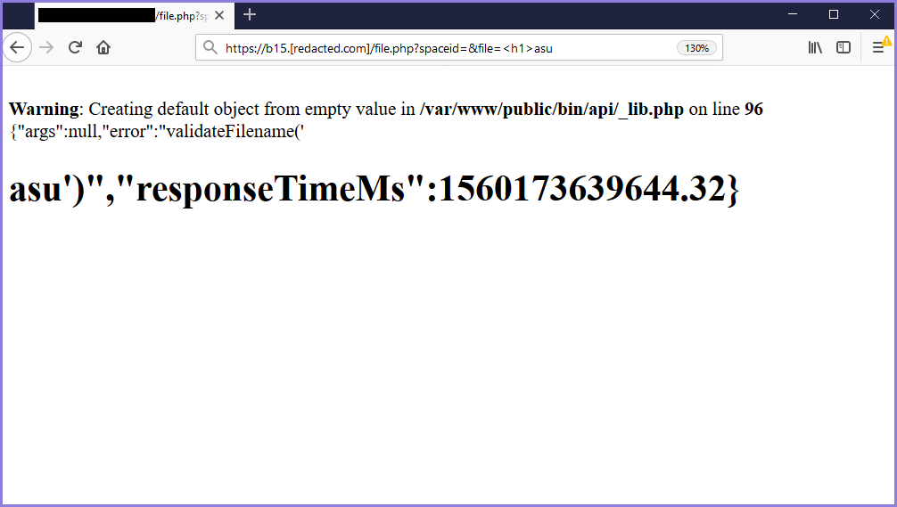 Reflected XSS on Error Page